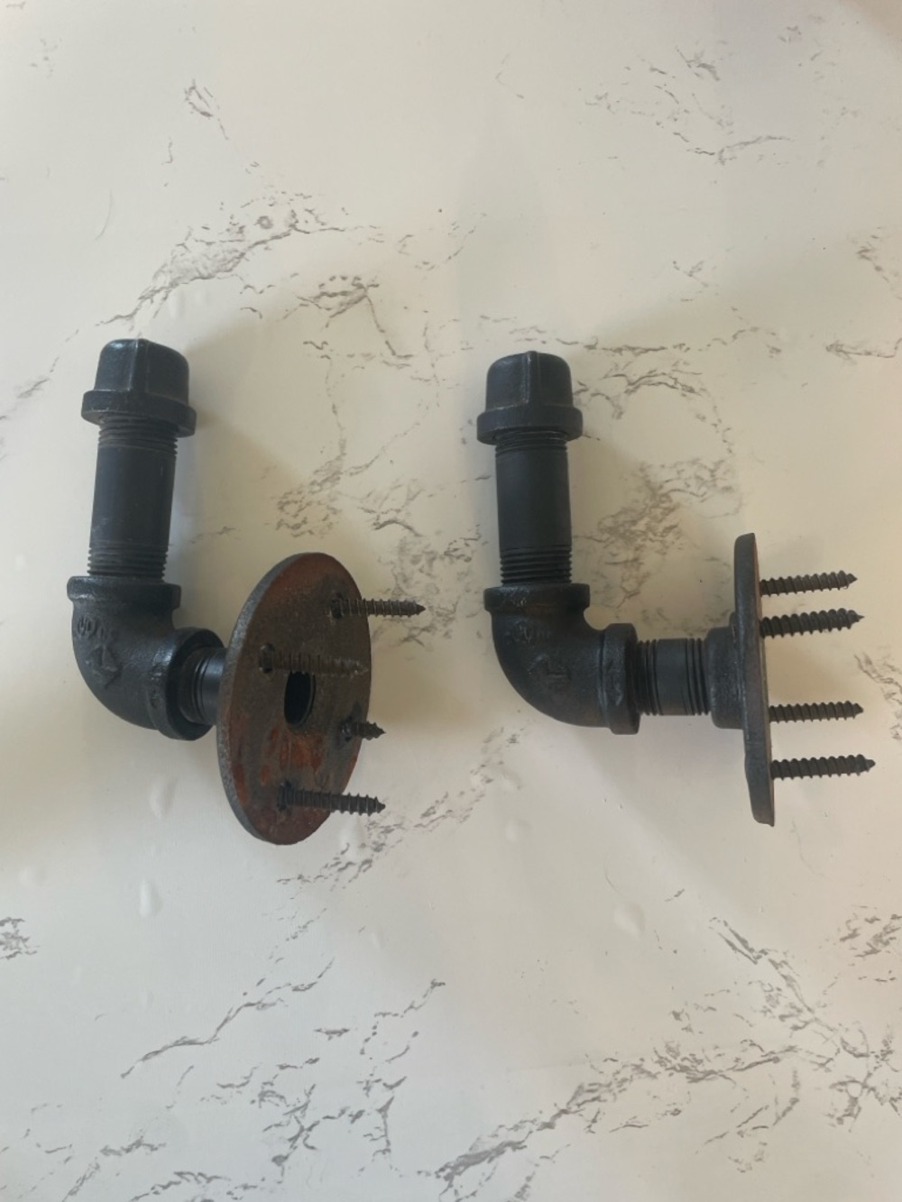 Industrial Black Pipe Wall Hook Pair - Home Wall Decor